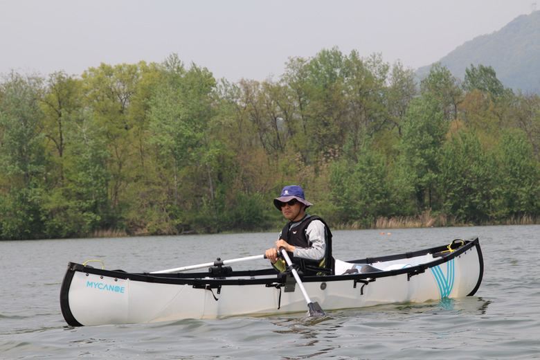 MyCanoe PLUS Canadian style folding origami rowing canoe with rowlocks